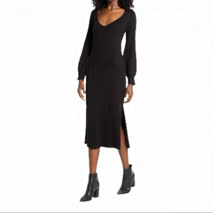 Charles Henry Ribbed Body-Con Sweater Dress black